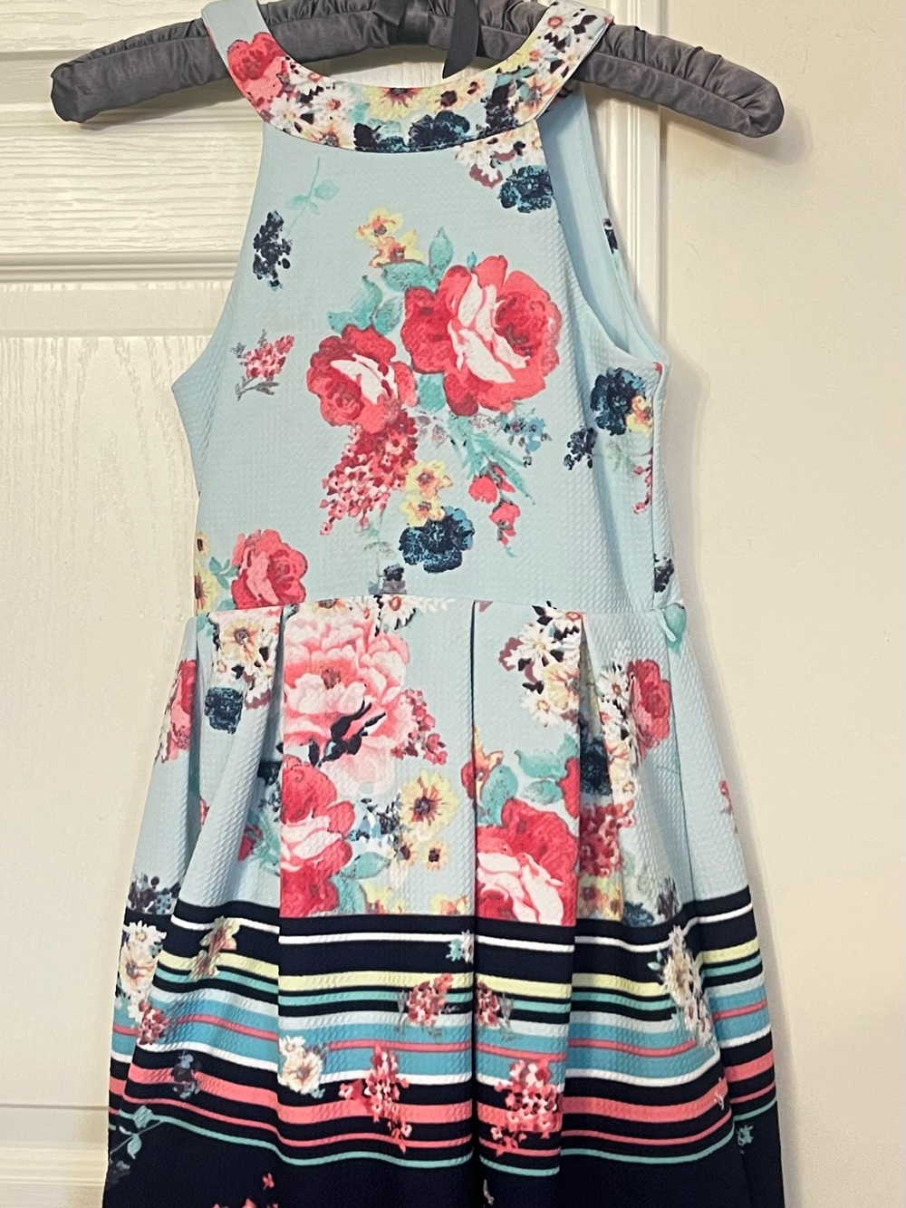 Copper Key Light Blue Floral Tea Dress